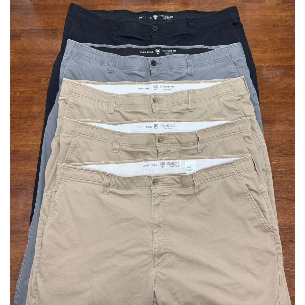 Oak Hill Straight Fit Tech Pants Mens 46x26 Black Grey Khaki Stretch Bundle 5pk